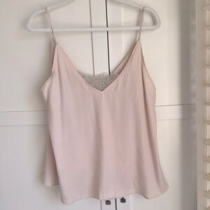 Free People pale pink camisole, spaghetti strap top with lace insert. Size S